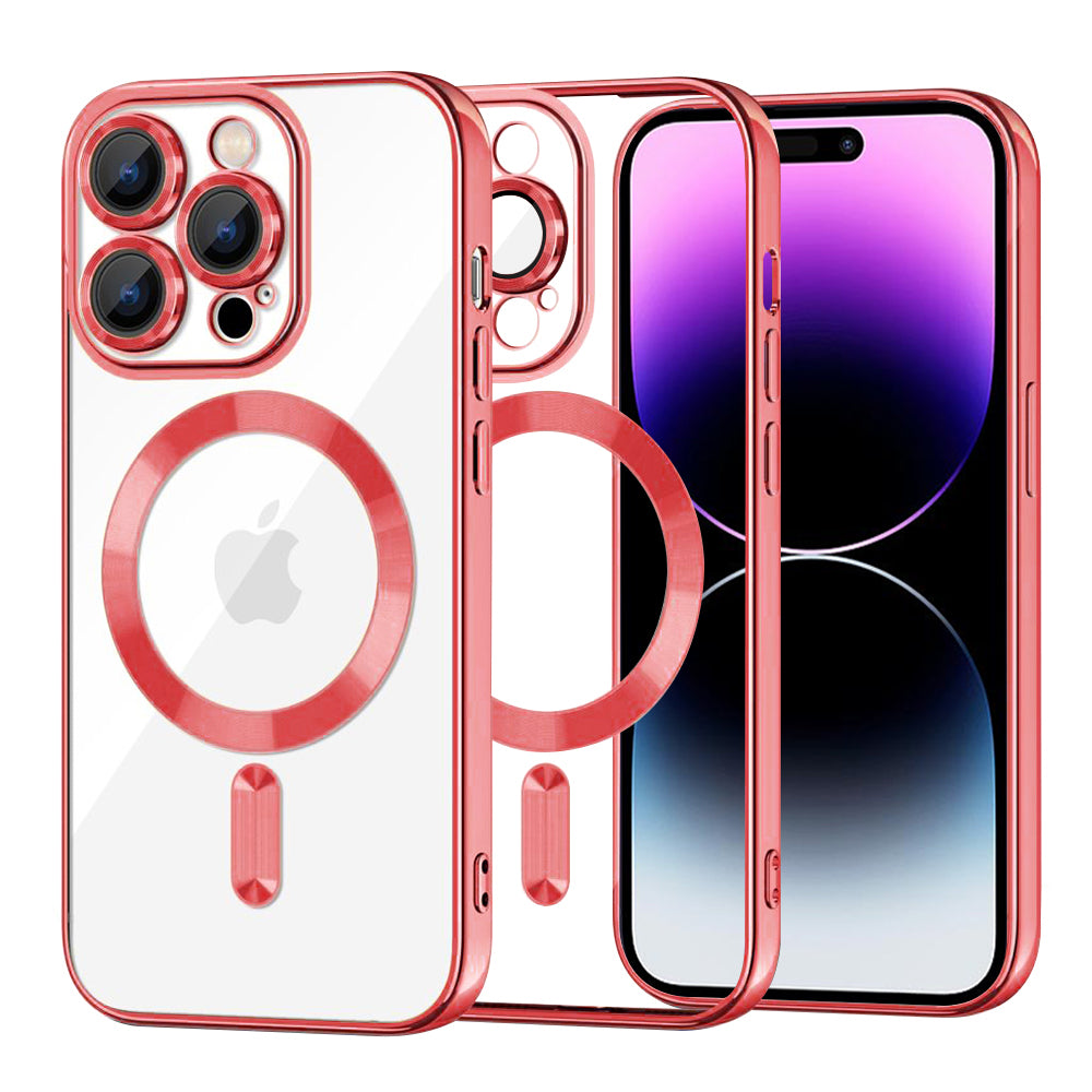 MagSafe Case for Apple iPhone 14 Pro Max, Techsuit, Luxury Crystal, Red