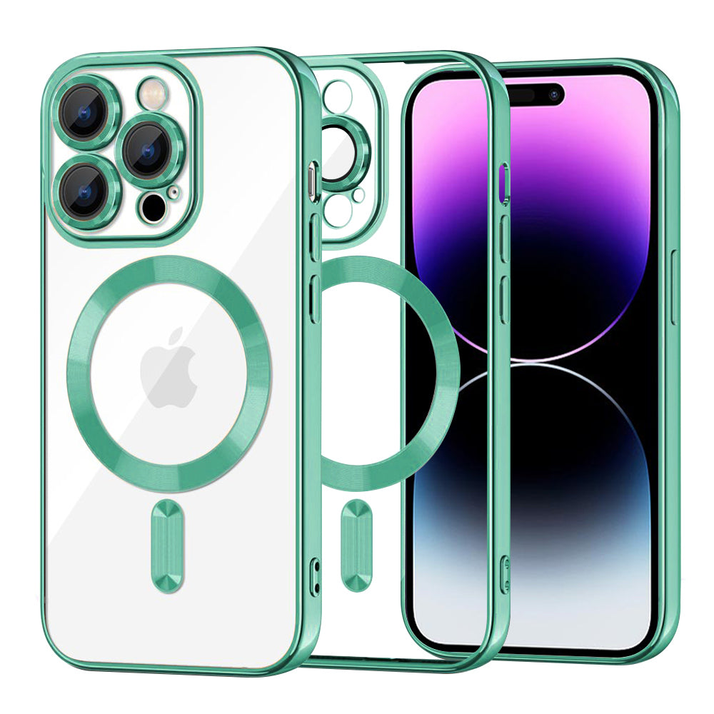 MagSafe Case for Apple iPhone 14 Pro Max, Techsuit, Luxury Crystal, Light Green