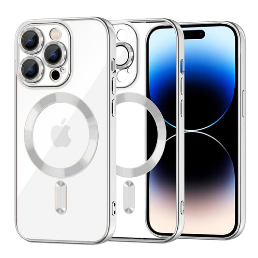 MagSafe Case for Apple iPhone 14 Pro, Techsuit, Luxury Crystal, Silver