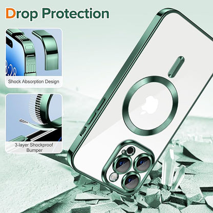 MagSafe Case for Apple iPhone 14 Pro, Techsuit, Luxury Crystal, Dark Green