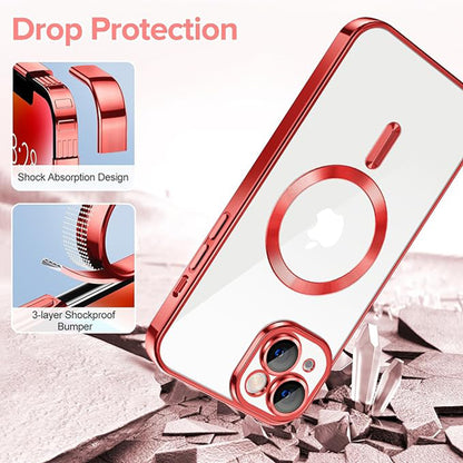 MagSafe Case for Apple iPhone 14, Techsuit, Luxury Crystal, Red