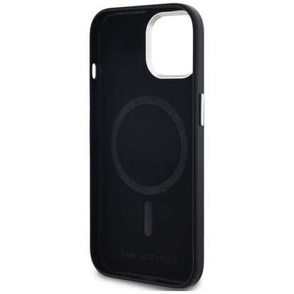 MagSafe Case for Apple iPhone 15, Karl Lagerfeld, FW Metal Plate, Black