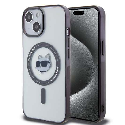 MagSafe Case for Apple iPhone 15, Karl Lagerfeld, IML Choupette's Head, Transparent