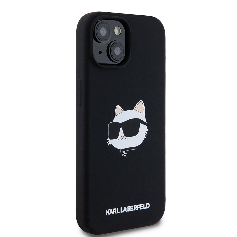 MagSafe Case for Apple iPhone 15, Karl Lagerfeld, Silicone Choupette's Head, Black