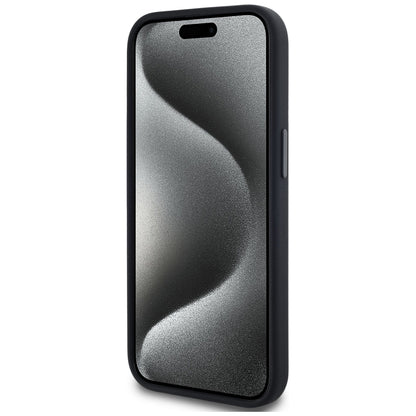MagSafe Case for Apple iPhone 15, Karl Lagerfeld, Silicone Shadow Metal Initial, Black