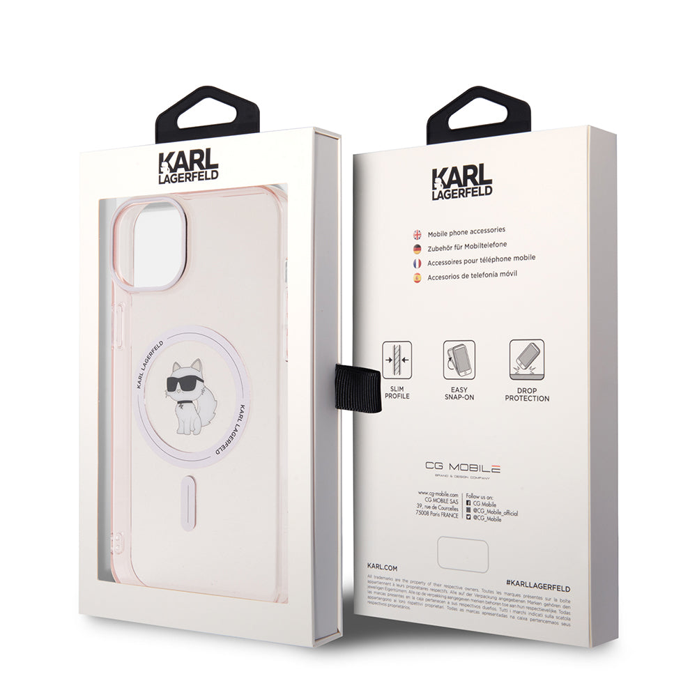 MagSafe Case for Apple iPhone 15 Plus / 14 Plus, Karl Lagerfeld, IML Choupette, Pink