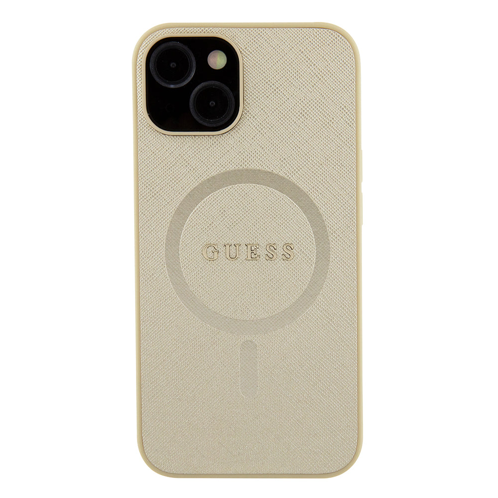 MagSafe Case for Apple iPhone 15 Plus, Guess, Saffiano, Gold