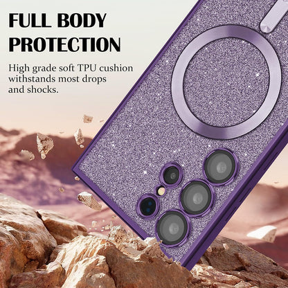 MagSafe Case for Apple iPhone 15 Plus, Techsuit, Luxury Glitter, Dark Green