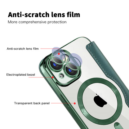 MagSafe Case for Apple iPhone 15 Plus, Techsuit, SmartMag Book, Green