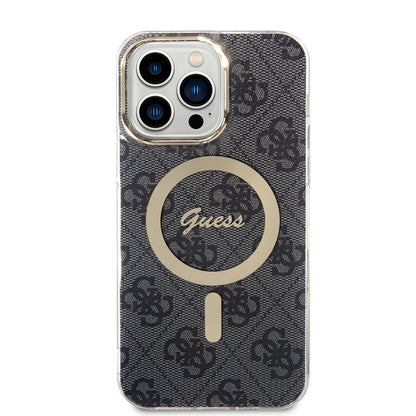 MagSafe Case for Apple iPhone 15 Pro, Guess, 4G IML, Black GUHMP15LH4STK