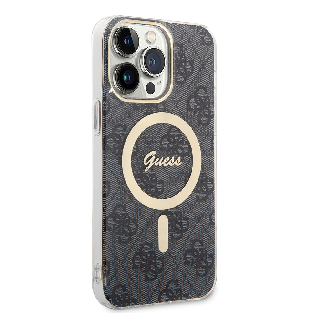 MagSafe Case for Apple iPhone 15 Pro, Guess, 4G IML, Black GUHMP15LH4STK