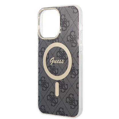 MagSafe Case for Apple iPhone 15 Pro, Guess, 4G IML, Black GUHMP15LH4STK