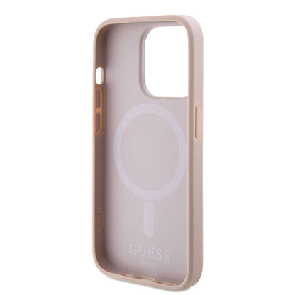 MagSafe Case for Apple iPhone 15 Pro, Guess, Saffiano, Pink