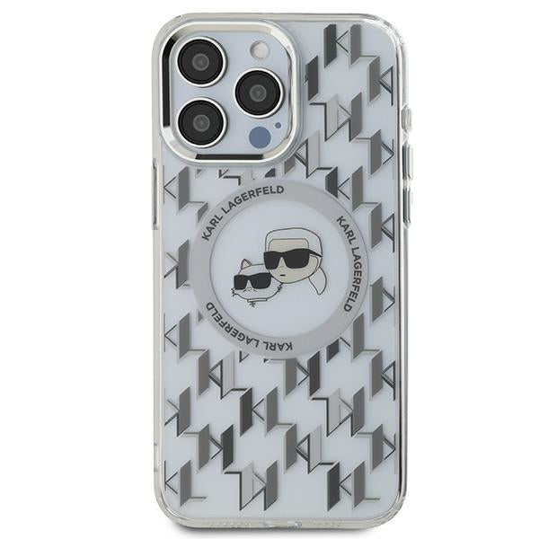 MagSafe Case for Apple iPhone 15 Pro, Karl Lagerfeld, IML Monogram Karl & Choupette's Heads, Transparent