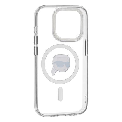 MagSafe Case for Apple iPhone 15 Pro Max, Karl Lagerfeld, IML Metal Karl's Head, White