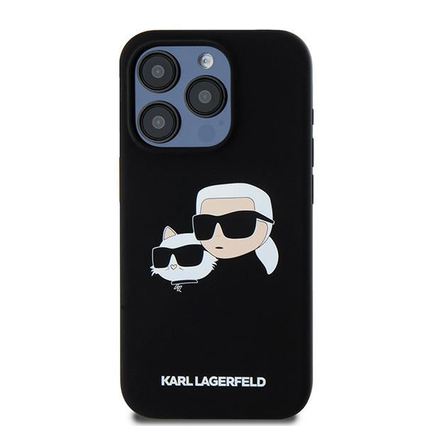 MagSafe Case for Apple iPhone 15 Pro Max, Karl Lagerfeld, Karl & Choupette Silicone, Black
