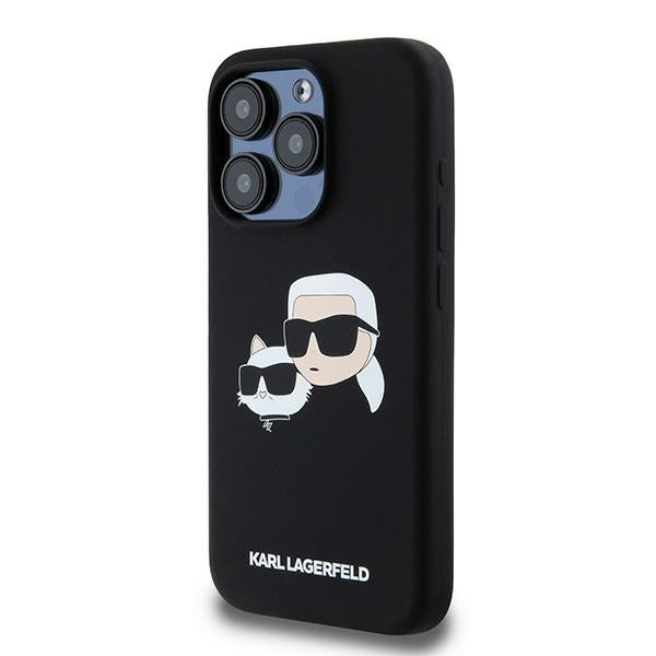 MagSafe Case for Apple iPhone 15 Pro Max, Karl Lagerfeld, Karl & Choupette Silicone, Black