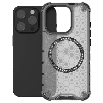 MagSafe Case for Apple iPhone 15 Pro Max, Techsuit, HoneyComb Shield, Black