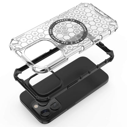 MagSafe Case for Apple iPhone 15 Pro Max, Techsuit, HoneyComb Shield, Black