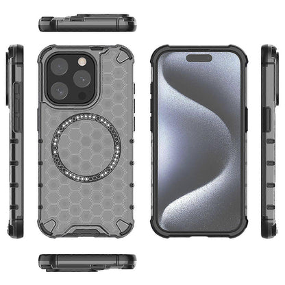 MagSafe Case for Apple iPhone 15 Pro Max, Techsuit, HoneyComb Shield, Black