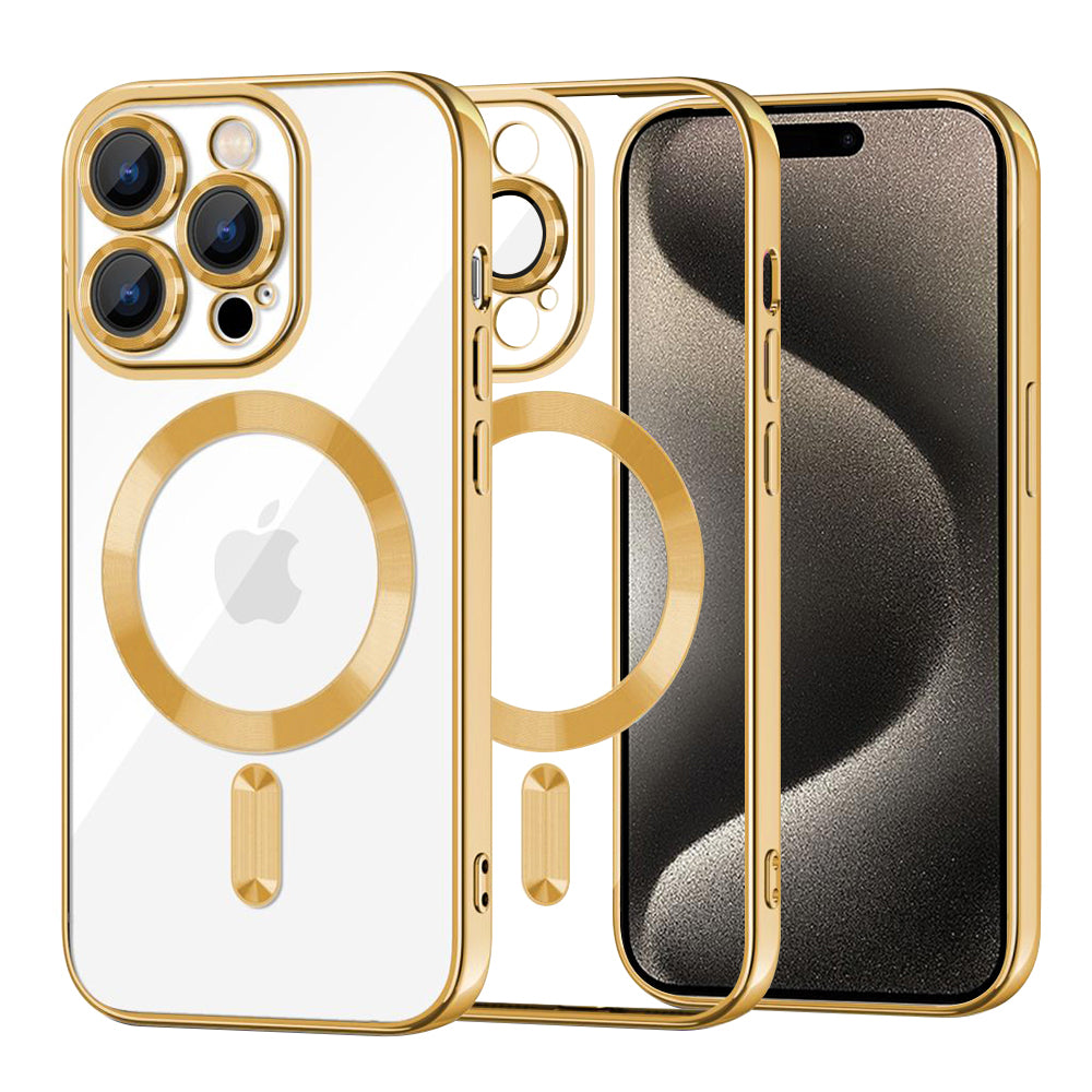 MagSafe Case for Apple iPhone 15 Pro Max, Techsuit, Luxury Crystal, Gold
