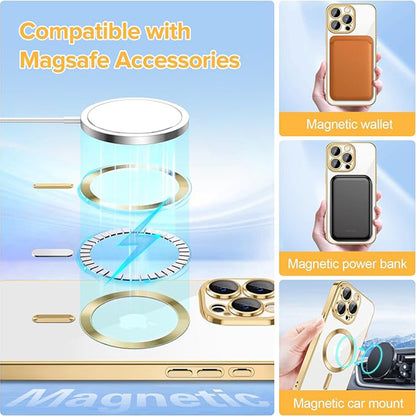 MagSafe Case for Apple iPhone 15 Pro Max, Techsuit, Luxury Crystal, Gold