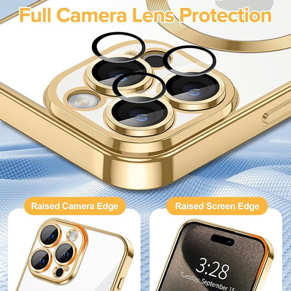 MagSafe Case for Apple iPhone 15 Pro Max, Techsuit, Luxury Crystal, Gold