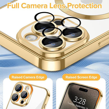 MagSafe Case for Apple iPhone 15 Pro Max, Techsuit, Luxury Crystal, Gold