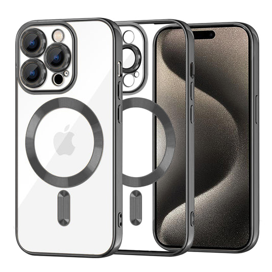 MagSafe Case for Apple iPhone 15 Pro Max, Techsuit, Luxury Crystal, Black