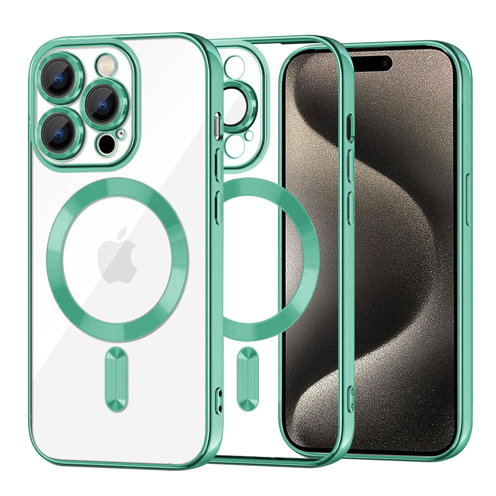 MagSafe Case for Apple iPhone 15 Pro Max, Techsuit, Luxury Crystal, Light Green