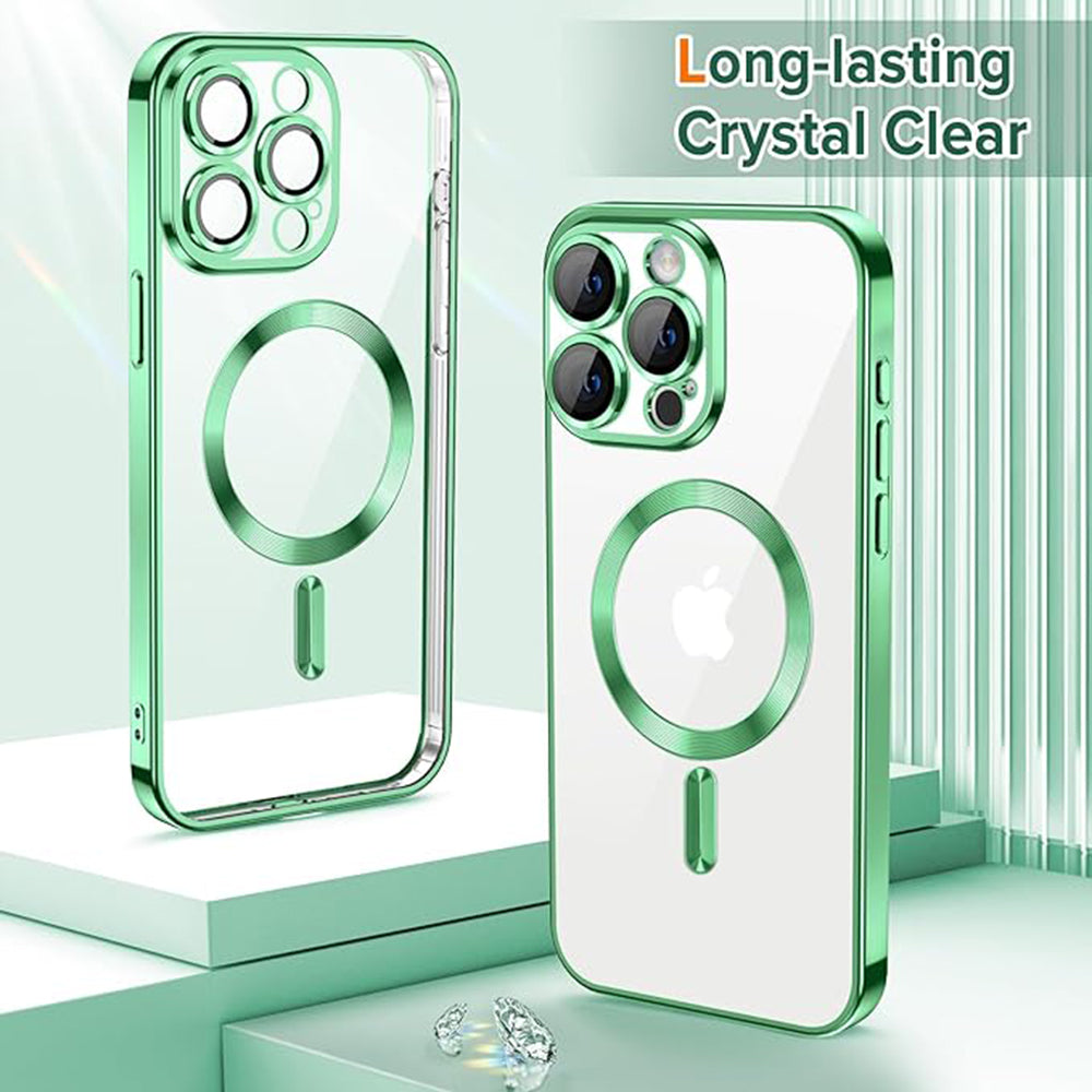 MagSafe Case for Apple iPhone 15 Pro Max, Techsuit, Luxury Crystal, Light Green