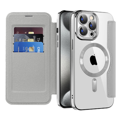 MagSafe Case for Apple iPhone 15 Pro Max, Techsuit, SmartMag Book, Gray
