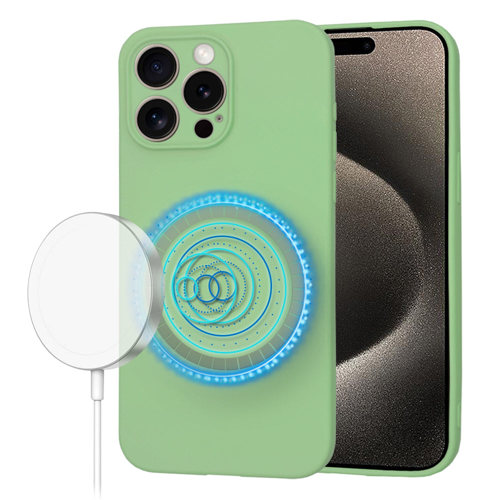 MagSafe Case for Apple iPhone 15 Pro Max, Techsuit, SoftFlex, Light Green