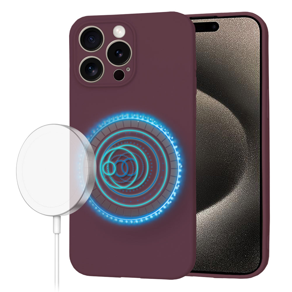 MagSafe Case for Apple iPhone 15 Pro Max, Techsuit, SoftFlex, Burgundy