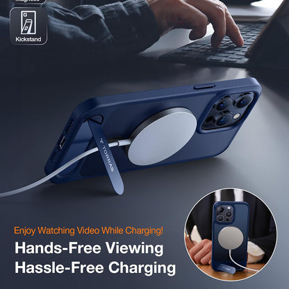 MagSafe Case for Apple iPhone 15 Pro Max, Torras, Pstand, Navy Blue