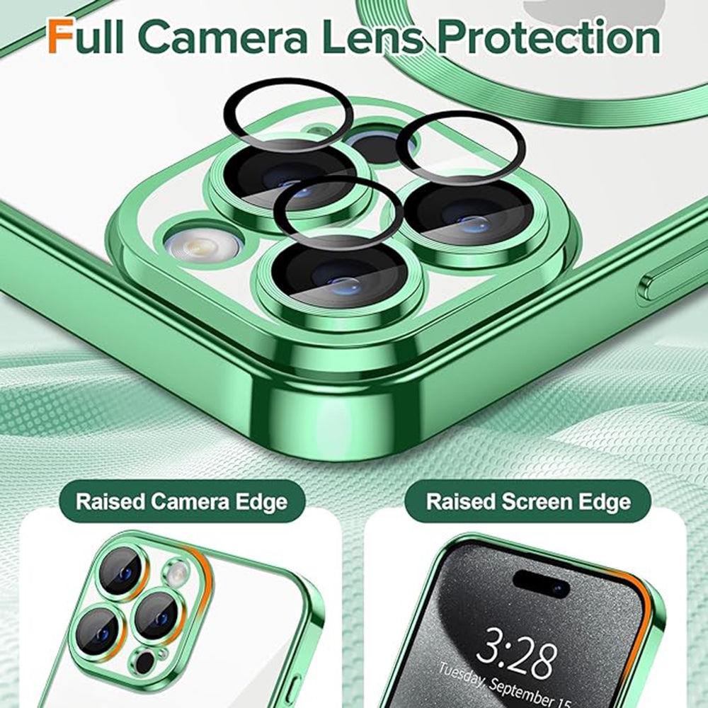 MagSafe Case for Apple iPhone 15 Pro, Techsuit, Luxury Crystal, Light Green