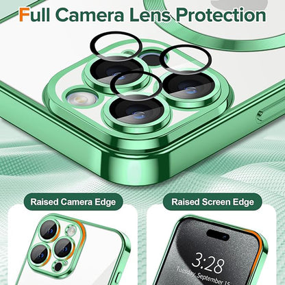 MagSafe Case for Apple iPhone 15 Pro, Techsuit, Luxury Crystal, Light Green