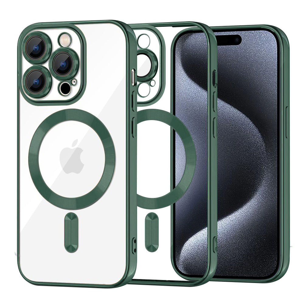 MagSafe Case for Apple iPhone 15 Pro, Techsuit, Luxury Crystal, Dark Green