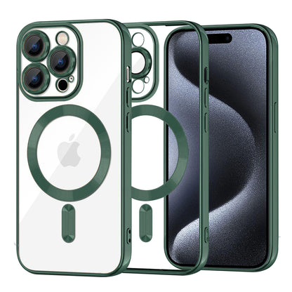 MagSafe Case for Apple iPhone 15 Pro, Techsuit, Luxury Crystal, Dark Green