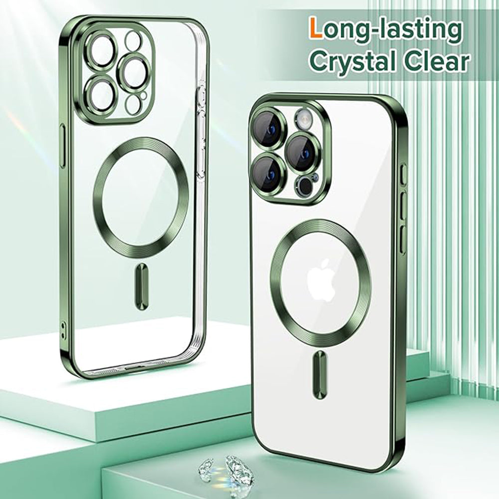 MagSafe Case for Apple iPhone 15 Pro, Techsuit, Luxury Crystal, Dark Green