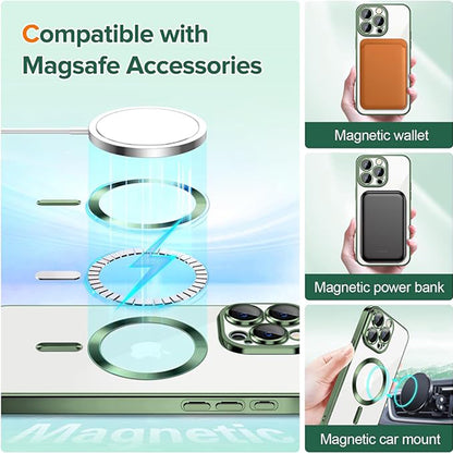 MagSafe Case for Apple iPhone 15 Pro, Techsuit, Luxury Crystal, Dark Green