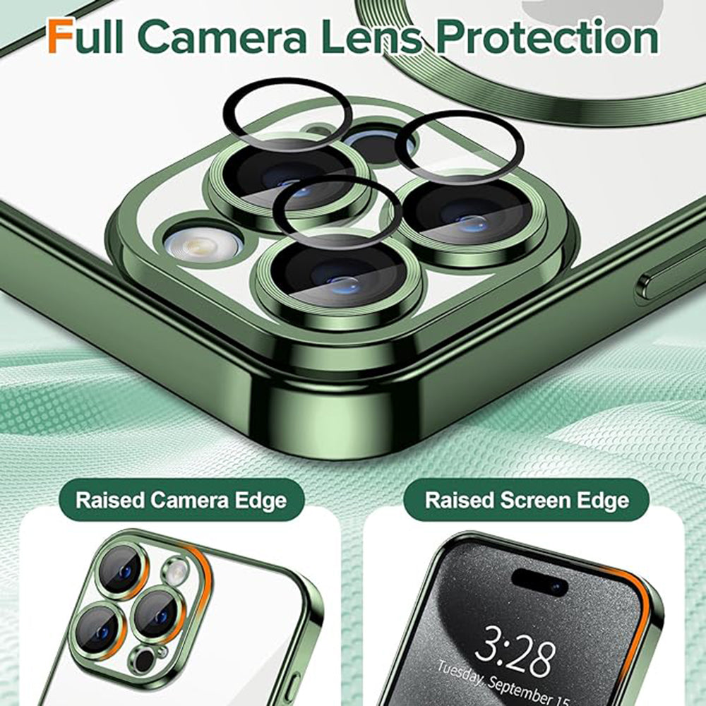 MagSafe Case for Apple iPhone 15 Pro, Techsuit, Luxury Crystal, Dark Green