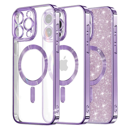 MagSafe Case for Apple iPhone 15 Pro, Techsuit, Luxury Glitter, Light Purple