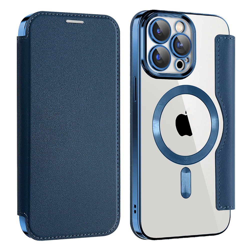 MagSafe Case for Apple iPhone 15 Pro, Techsuit, SmartMag Book, Blue