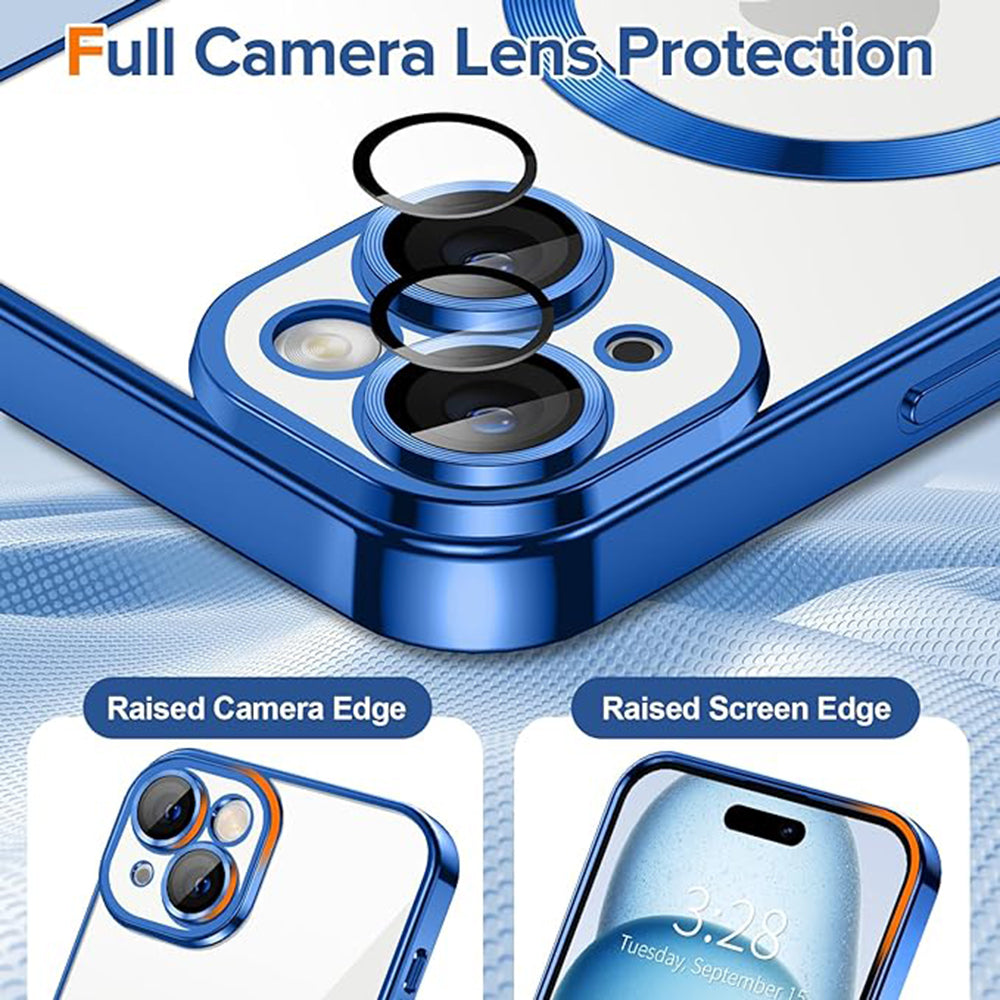 MagSafe Case for Apple iPhone 15, Techsuit, Luxury Crystal, Dark Blue