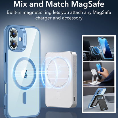 MagSafe Case for Apple iPhone 16, ESR, Classic Hybrid, Transparent Blue
