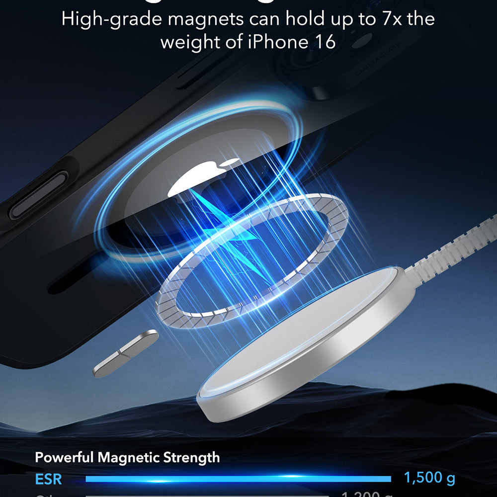 MagSafe Case for Apple iPhone 16, ESR, Classic Hybrid, Black Transparent