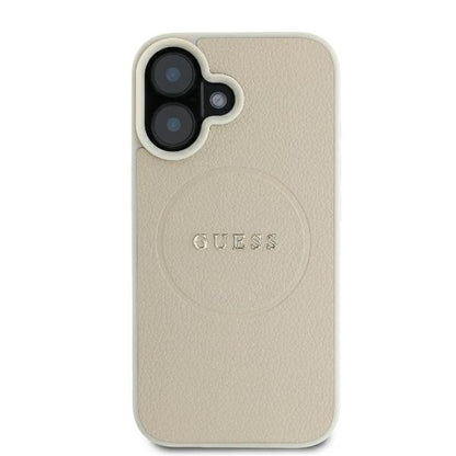 MagSafe Case for Apple iPhone 16, Guess, Grained Gold Ring, Beige