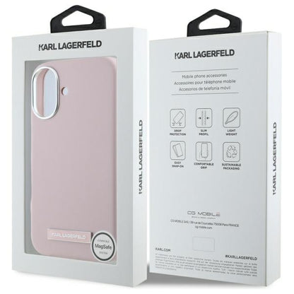 MagSafe Case for Apple iPhone 16, Karl Lagerfeld, FW Metal Plate, Pink