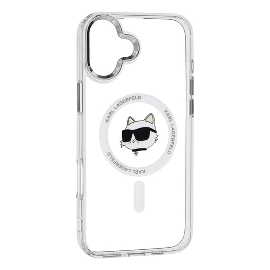 MagSafe Case for Apple iPhone 16, Karl Lagerfeld, IML Metal Choupette's Head, White